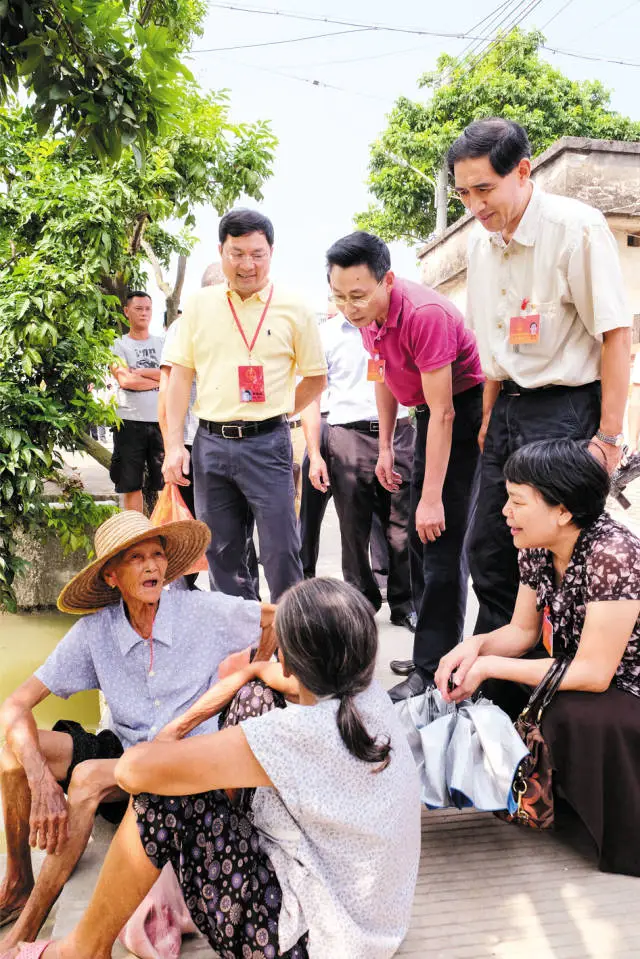 2015年9月15日，中山市人大代表走进田间地头听取群众对加强农村道路桥涵建设情况的意见建议。资料图片